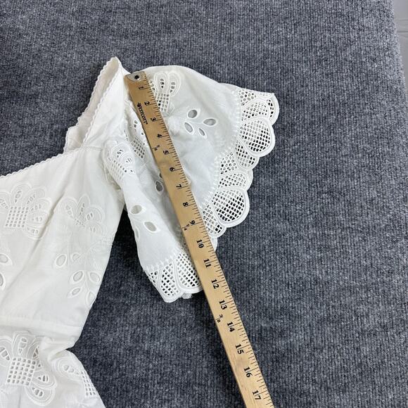 Alexis Dress Small Afonsa Tiered Mini White Embroidered Eyelet Lace Cottagecore - Picture 15 of 15